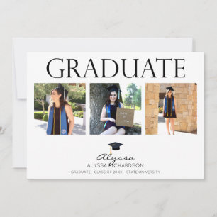 Mod Graduate Hat 4 Photo Graduation Announcement 2
