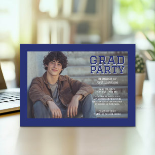 Mod Graduation Photo Announcement - Black Blue