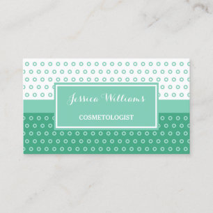 Mod Green and White Polka Dots Cosmetologist Business Card