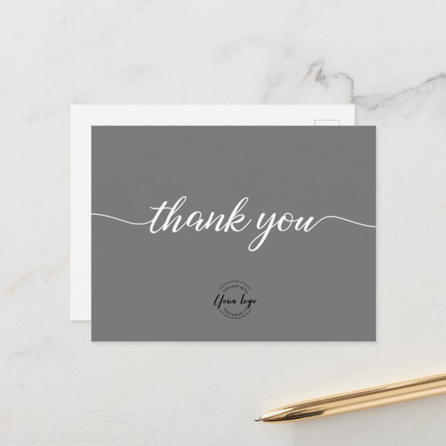 Mod Grey Customer Appreciation Business template Postcard (Front/Back In Situ)