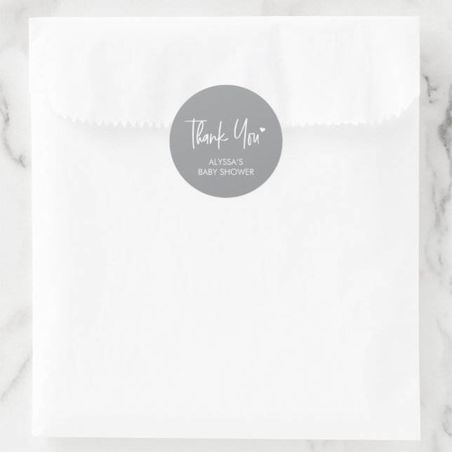 Mod Grey Neutral Modern Baby shower Thank you  Classic Round Sticker (Bag)
