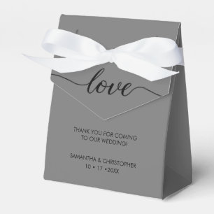 Mod Grey Simple & Elegant Love Wedding ScrIpt Favor Box