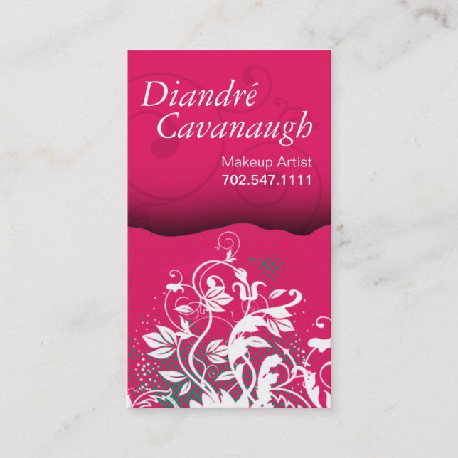 Mod Grunge Floral Makeup Artist template Business Card (Front)