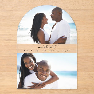 MOD H Duo Photo Save the Date Arc Acrylic Invitations
