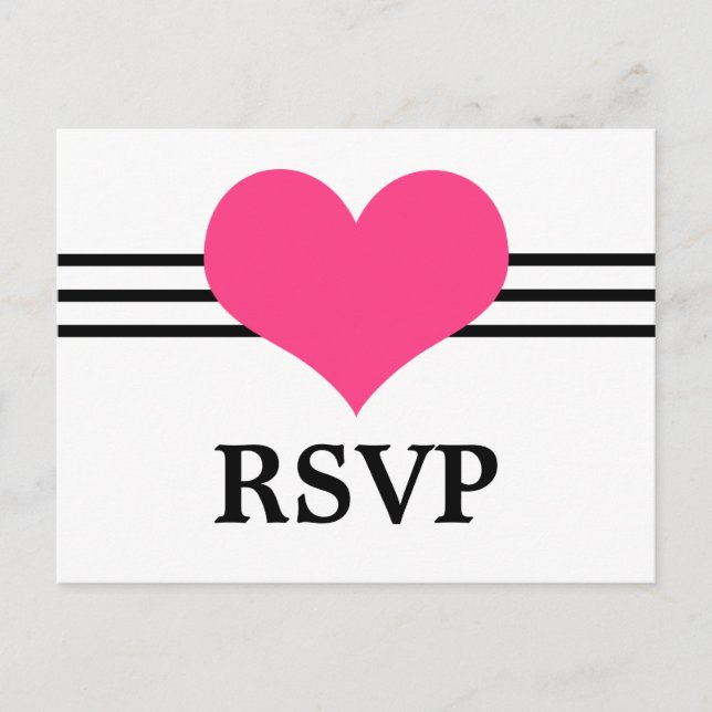 Mod Heart RSVP Postcard, Pink Invitation Postcard (Front)