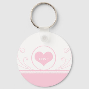 Mod Heart Swirls Keychain, Light Pink Keychain