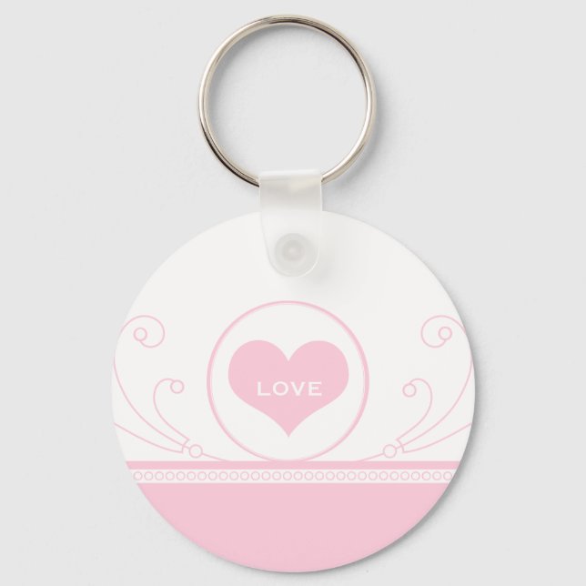 Mod Heart Swirls Keychain, Light Pink Keychain (Front)