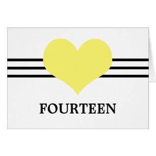 Mod Heart Table Number Card, Yellow