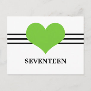 Mod Heart Table Number Postcard, Green Postcard