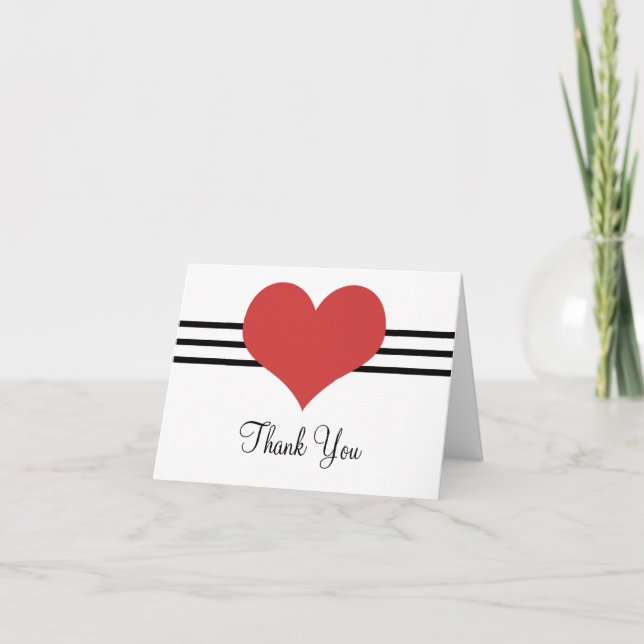 Mod Heart Thank You Card, Red (Front)