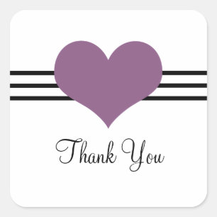 Mod Heart Thank You Stickers, Purple Square Sticker