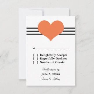 Mod Heart Wedding Response Card, Orange