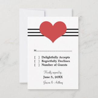 Mod Heart Wedding Response Card, Red