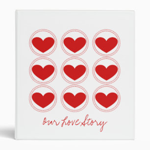 Mod Hearts Love Story Binder, Red Binder