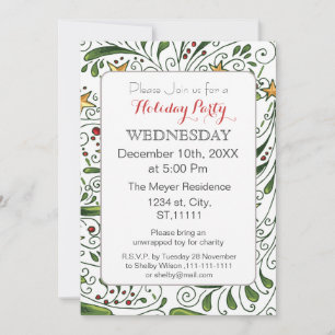 Mod Holiday Pattern, holiday party Invitation