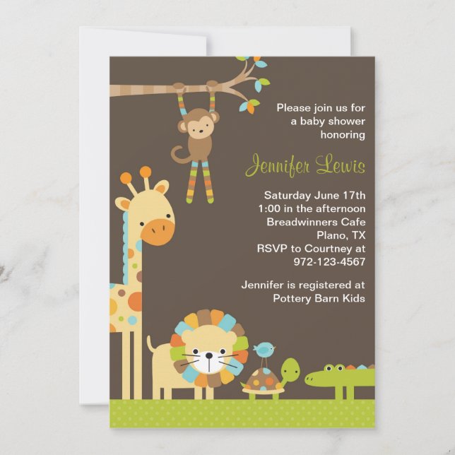 Mod Jungle Safari Baby Shower Invitation (Front)