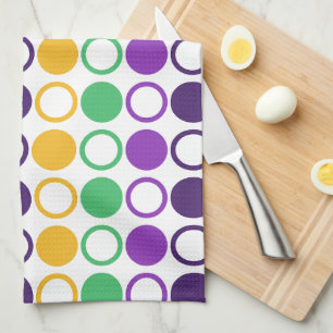 Mod Mardi Gras Dots Kitchen Towel