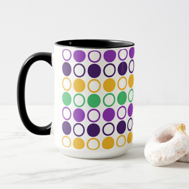 Mod Mardi Gras Dots Mug (With Donut)