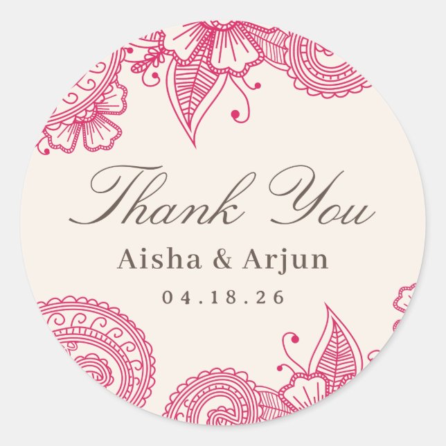 Mod Mehandi Mariage Favoriser Stickers (Devant)