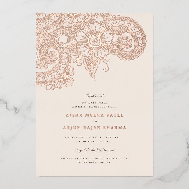 Mod Mehandi Wedding Invitation (Front)