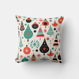 MOD Mid Century Modern Atomic Christmas Throw Pillow