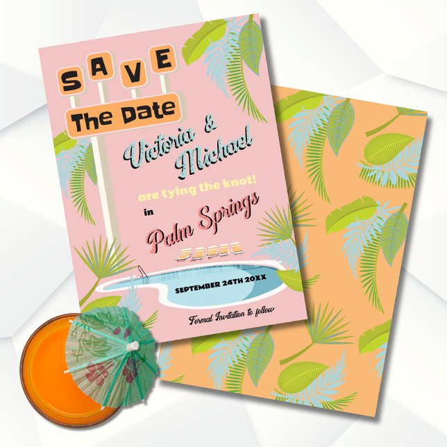 Mod Mid-Century Save the Date Retro Sign Invitation (Creator Uploaded)