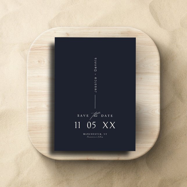 Mod Minimal Elegant Script Dark Navy Save the Date Invitation (Creator Uploaded)