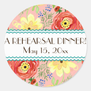 Mod Modern Floral Ranunculus Leaf Rose Bracket Classic Round Sticker