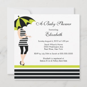 Mod Mom Baby Girl Shower Trendy Black & Lime Invitation
