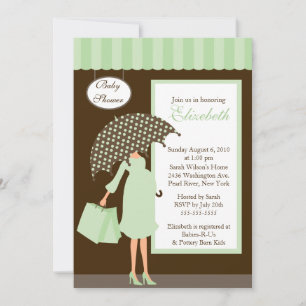 Mod Mom Baby Shoppe Baby Shower Mint Green Invitation