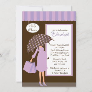 Mod Mom Baby Shoppe Baby Shower Purple Invitation