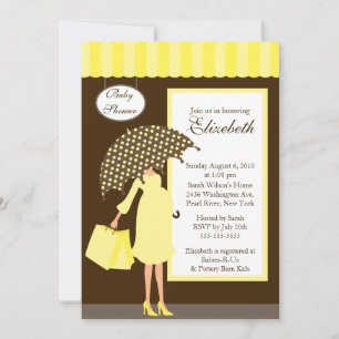 Mod Mom Baby Shoppe Baby Shower Yellow Invitation