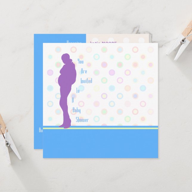 Mod Mom Baby Shower Invitation Template (Front/Back In Situ)