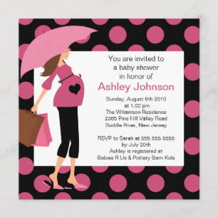 Mod Mom Pink Girl Baby Shower Invitation