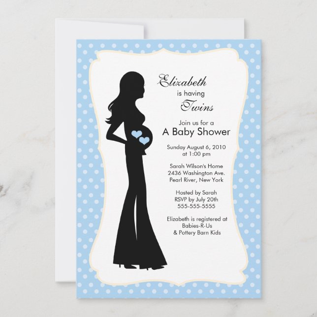 Mod Mom Twins Baby Shower Blue Boys Invitation (Front)