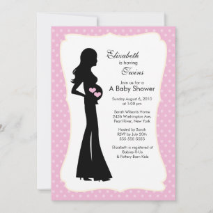Mod Mom Twins Baby Shower Invitation
