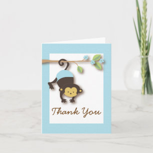 Mod Monkey Baby Boy Blue Thank You Card