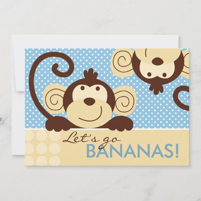 Mod Monkey Birthday Invitation (Front)