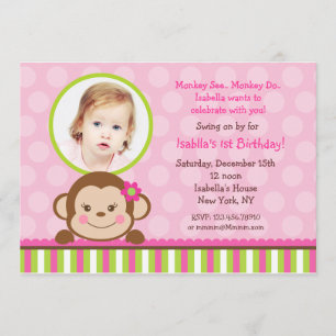 Mod Monkey Birthday Party Invitation
