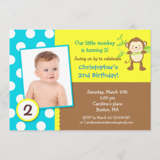 Mod Monkey Birthday Party Invitation