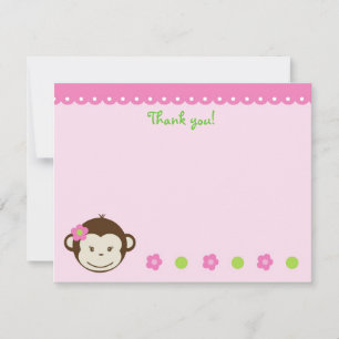 Mod Monkey Girl Blank Thank You Note Cards