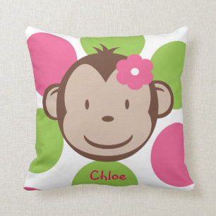 Mod Monkey Girl Throw Pillow