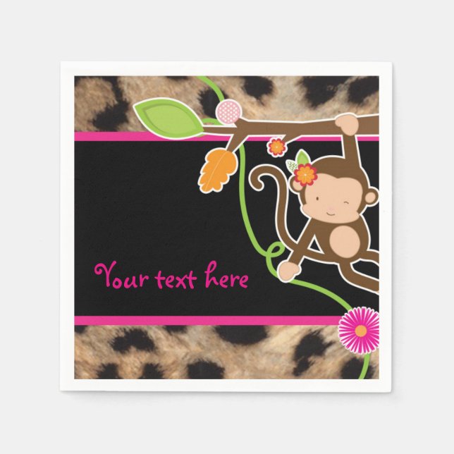 Mod Monkey Girls Chic Jungle Party Napkins (Front)