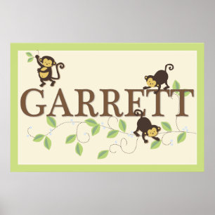 Mod Monkey Personalized Custom Baby Name Poster