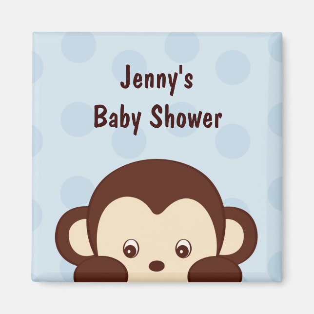 Mod Monkey Polka Dots Baby Shower Favour Magnets (Front)