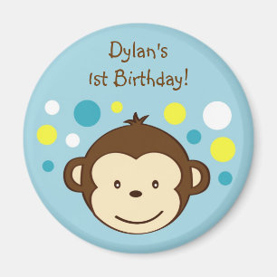Mod Monkey Polka Dots Birthday Favour Magnets