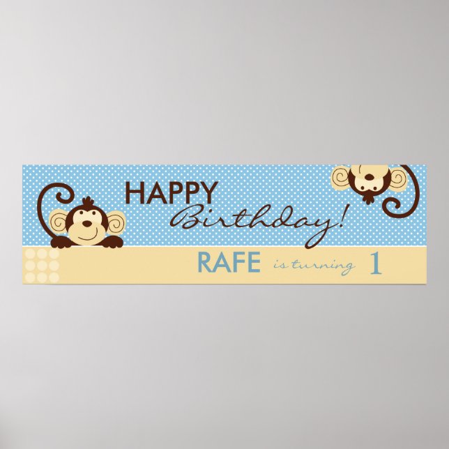 Mod Monkeys Birthday Banner Poster (Front)