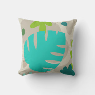 Mod Monstera Abstract Leaf Hawaiian Tropical -Cool Outdoor Pillow