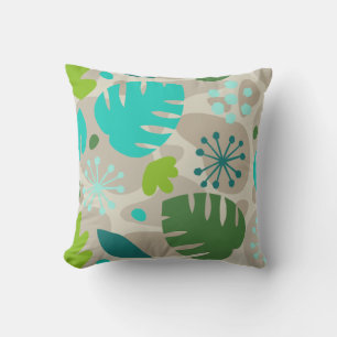 Mod Monstera Leaf Abstract Hawaiian Tropical -Cool Outdoor Pillow