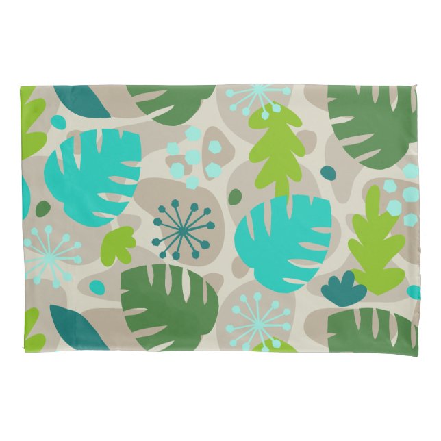 Mod Monstera Leaf Abstract Hawaiian Tropical -Cool Pillowcase (Front)